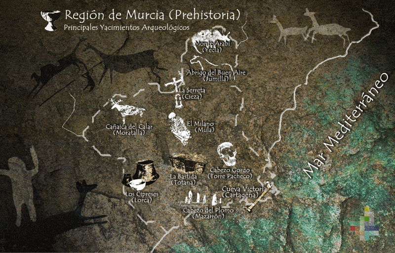 Mapa de la Prehistoria de la Regin de Murcia