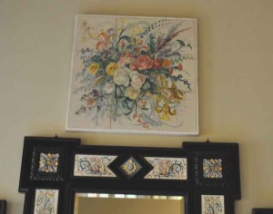 Palacio del Marqu�s de Dos Aguas-mosaico floral encima del espejo 