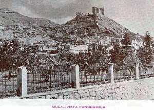 Vista de Mula desde la carretera de Pliego, en los a�os 50.