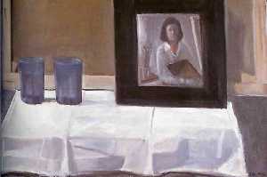 Sofa Morales - Aotorretrato con vasos azules