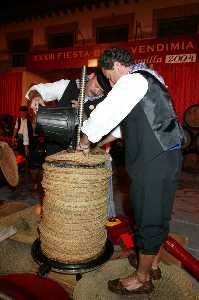Introduciendo la uva en una prensa [Jumilla_Fiestas de la Vendimia] 
