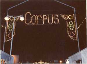 Luces que recuerdan la festividad del Patron de la localidad 