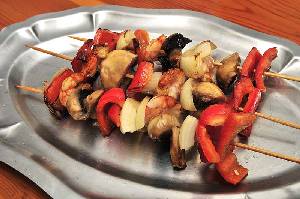 Brochetas de langostino 